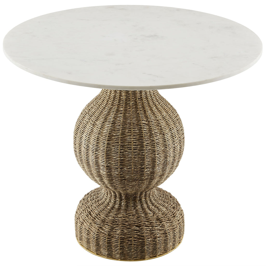 Zale 36" Marble and Seagrass Dining Table by Modway