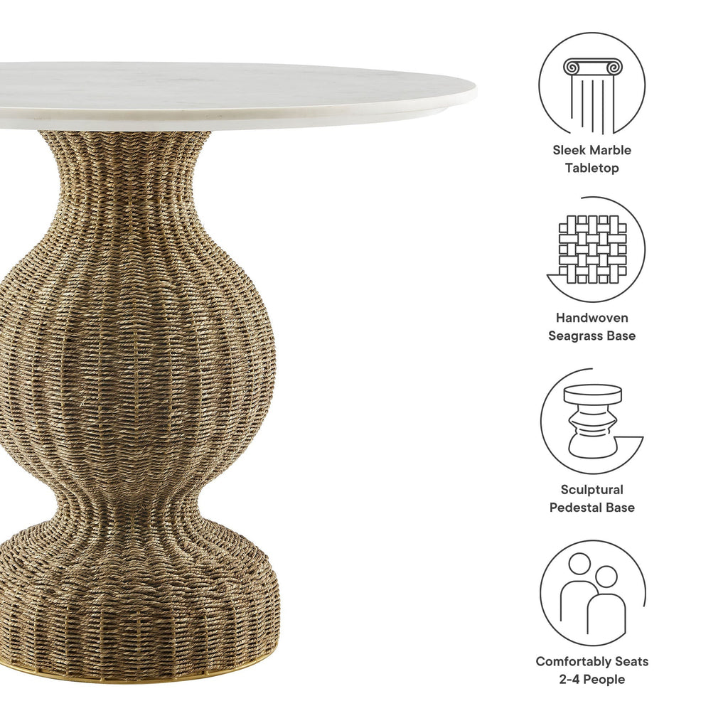 Zale 36" Marble and Seagrass Dining Table by Modway