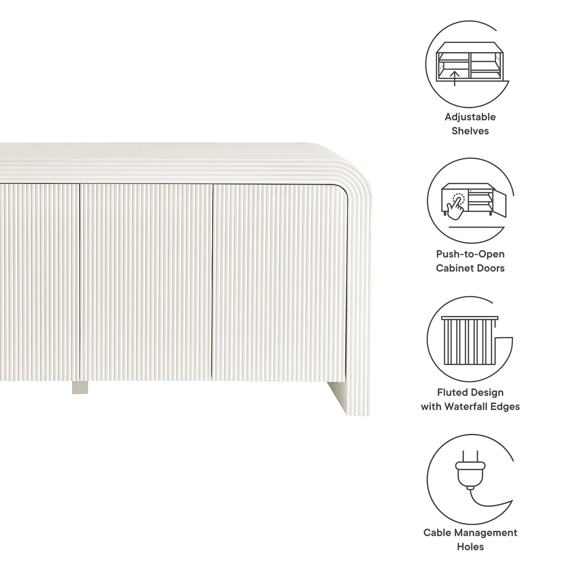 Waterflute 70" Fluted Sideboard Cabinet by Modway