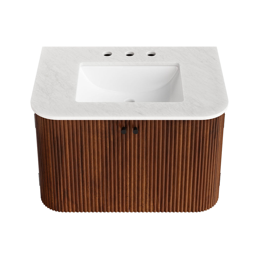 Zia 30" Wall-Mount Bathroom Vanity with Marble Sink
