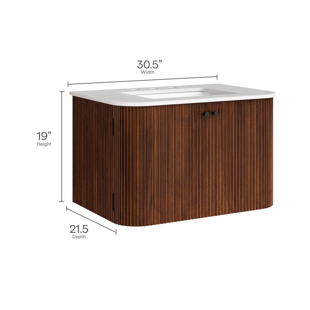 Zia 30" Wall-Mount Bathroom Vanity with Marble Sink