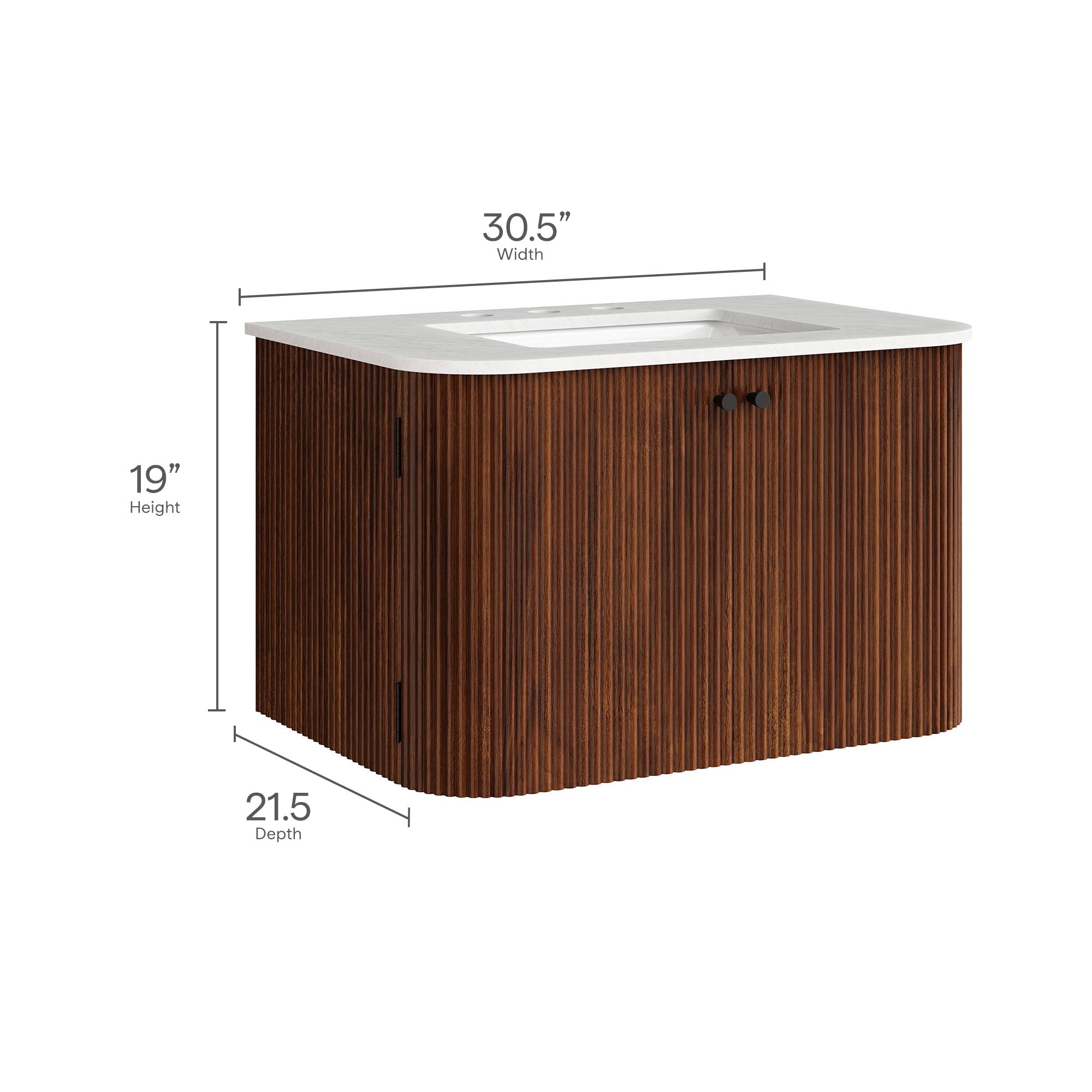 Zia 30" Wall-Mount Bathroom Vanity with Marble Sink