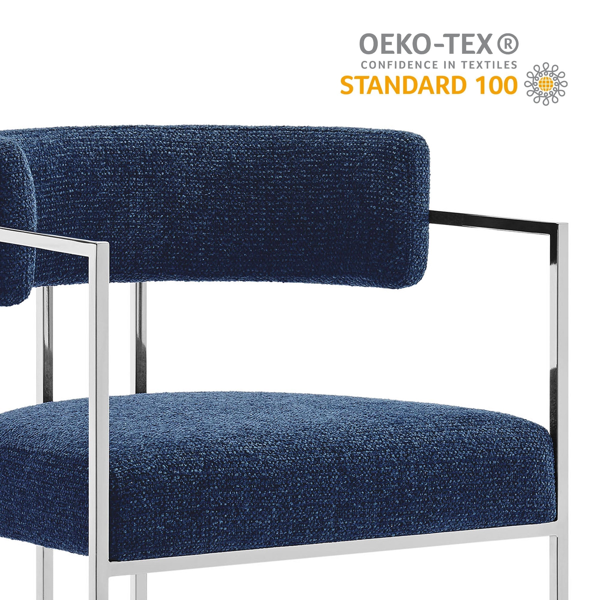 Huron Curved Back Fabric and Metal Dining Accent Chair