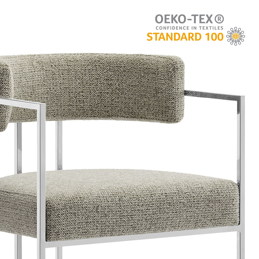 Huron Curved Back Fabric and Metal Dining Accent Chair