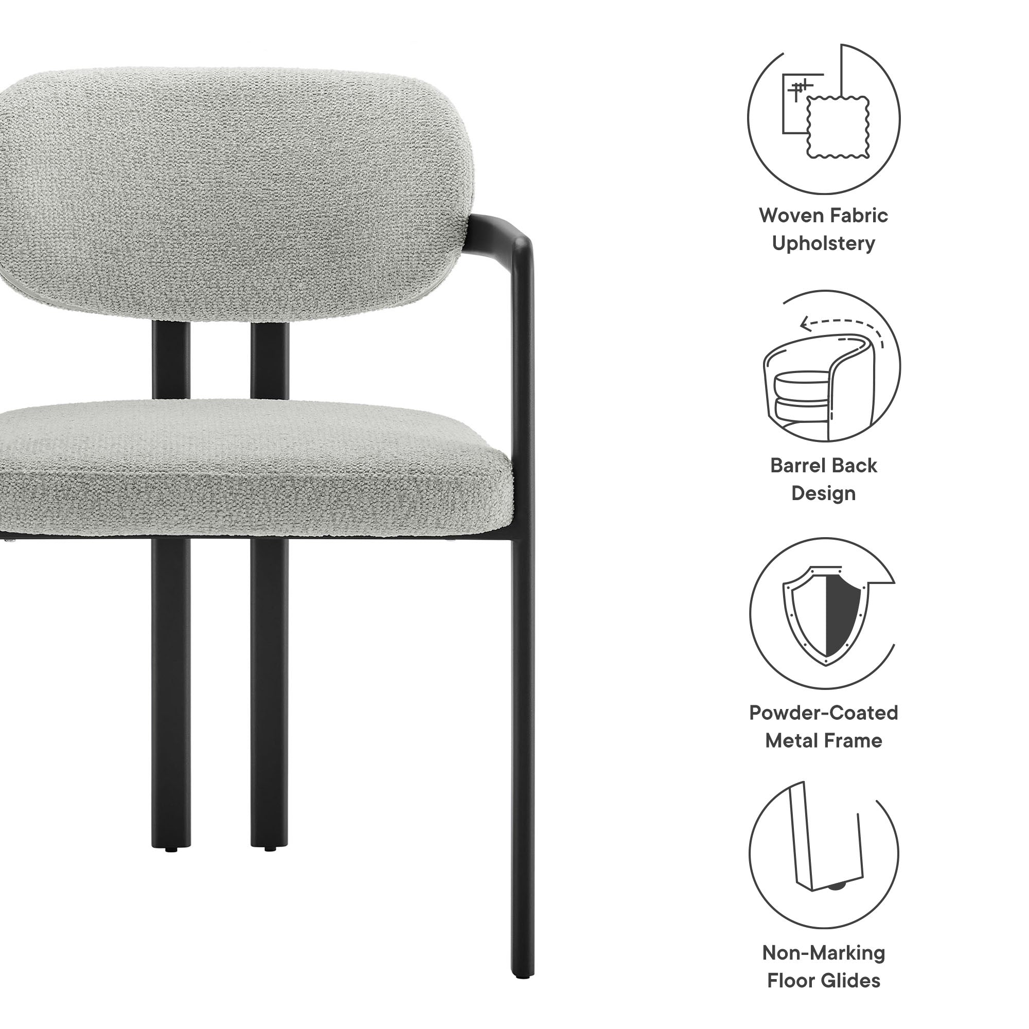 Elio Barrel Fabric and Metal Dining Chair by Modway
