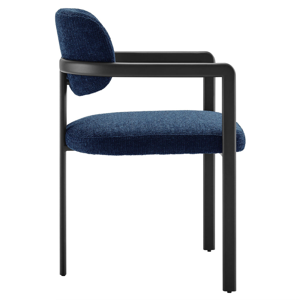 Elio Barrel Fabric and Metal Dining Chair by Modway