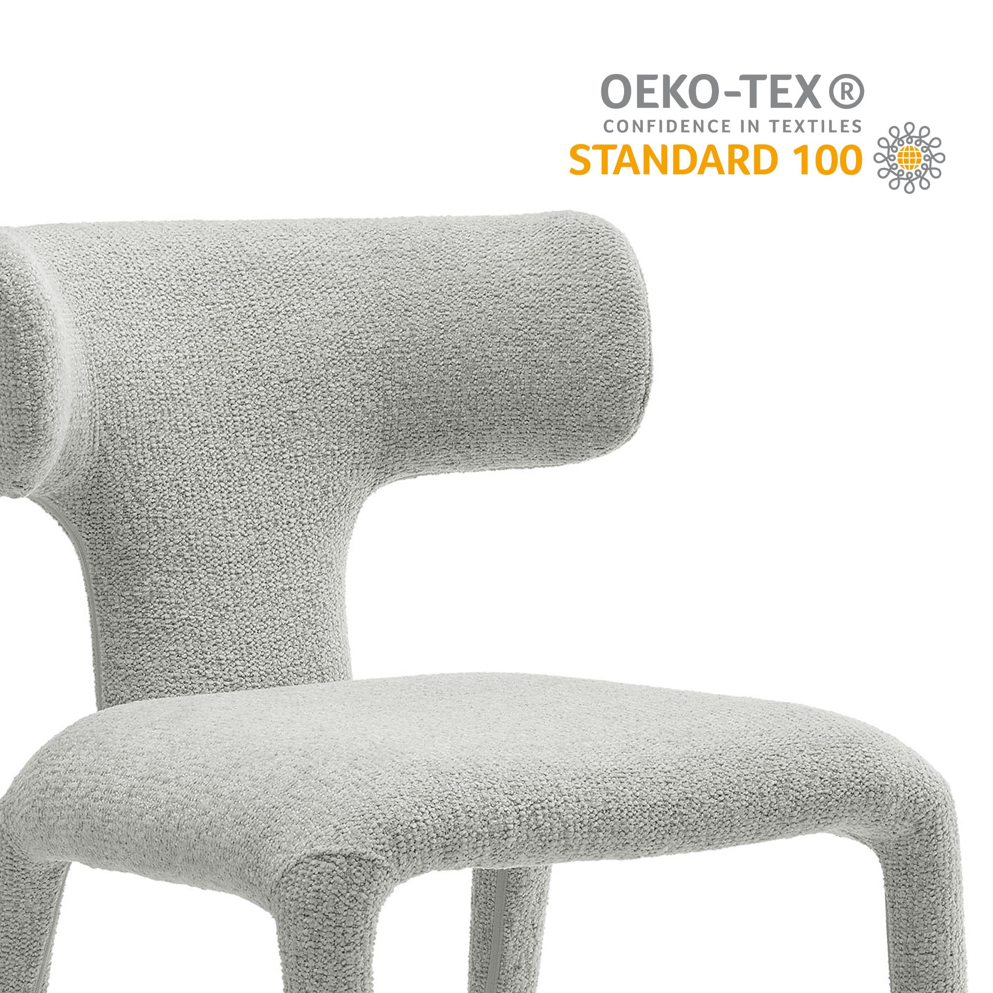 Stellan Curved Back Boucle Upholstered Dining Chair Set of 2