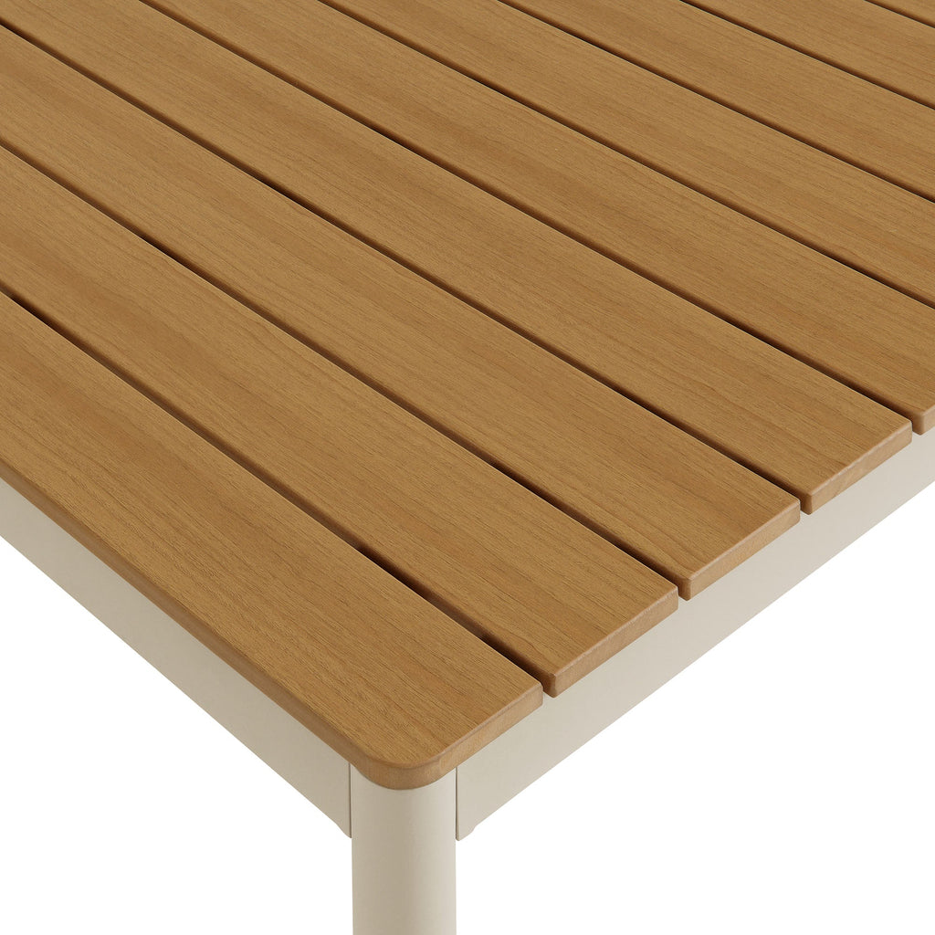 Finn 71" Outdoor Patio Aluminum Dining Table with Faux Wood Top