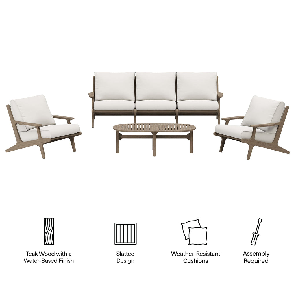 Saratoga 4-Piece Outdoor Patio Teak Wood Furniture Set by Modway