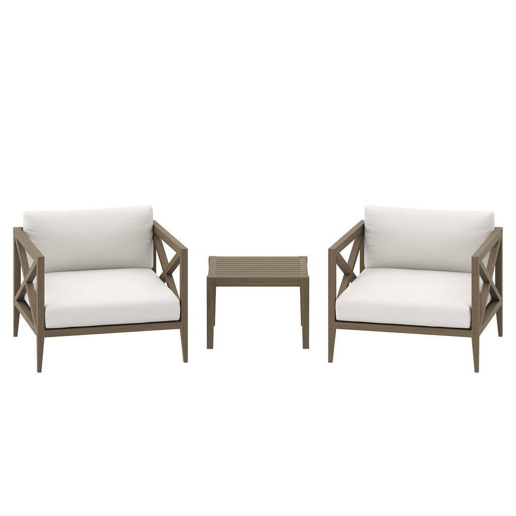 Northlake 3-Piece Outdoor Patio Teak Wood Furniture Set