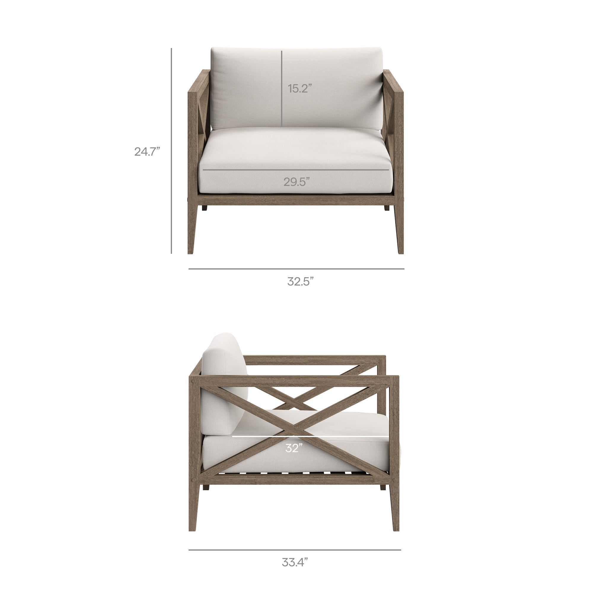 Northlake 3-Piece Outdoor Patio Teak Wood Furniture Set