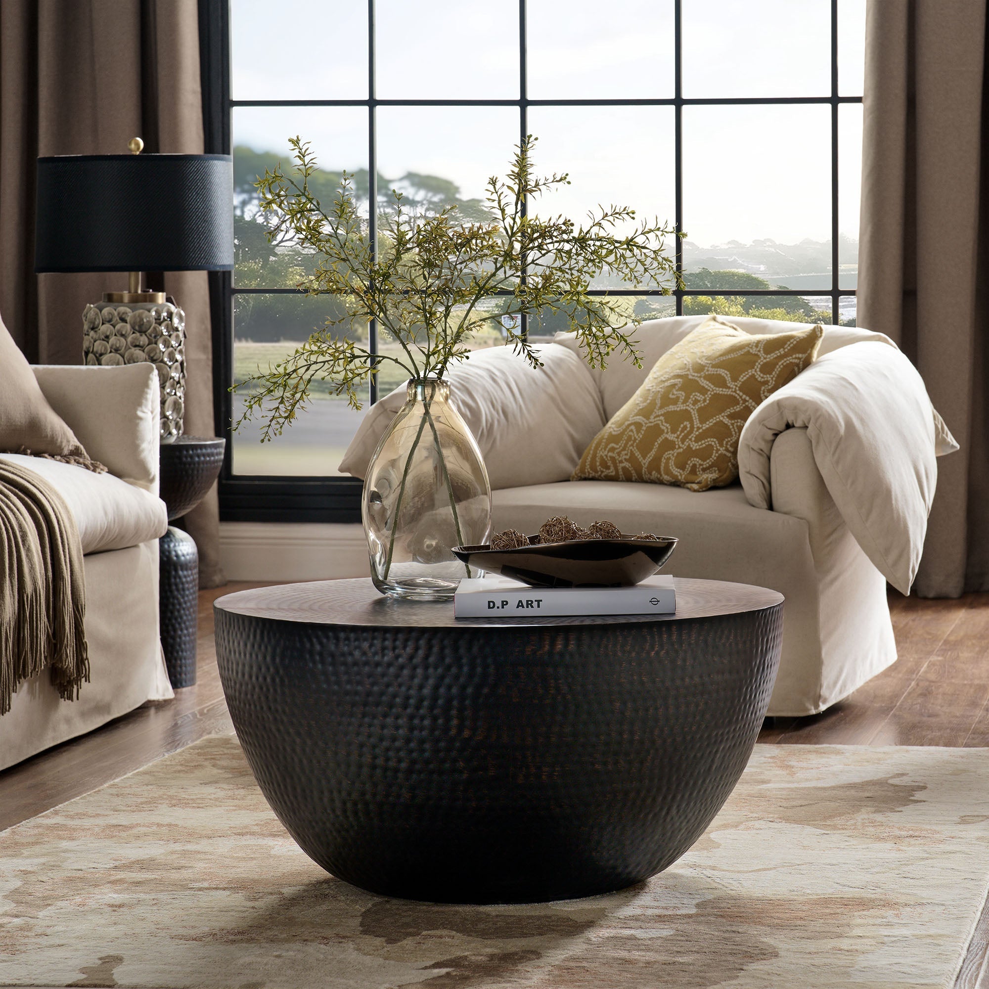 Mella 32 Inch Metal Hammered Coffee Table by Modway