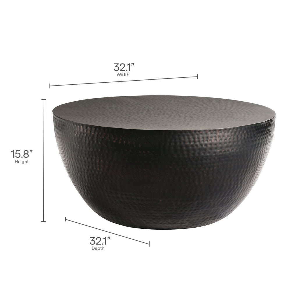 Mella 32 Inch Metal Hammered Coffee Table by Modway