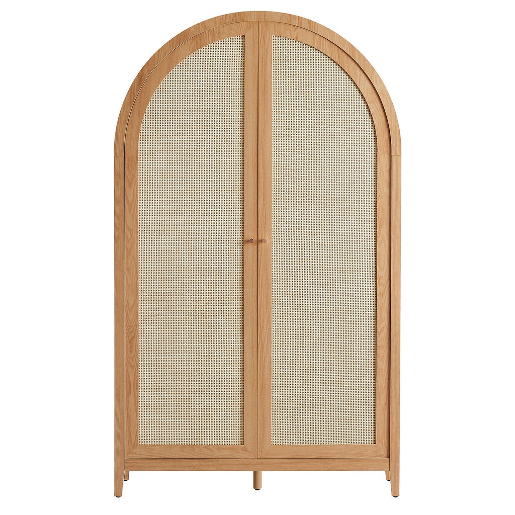 Calista 79" Tall Wide Rattan Arched Storage Cabinet by Modway