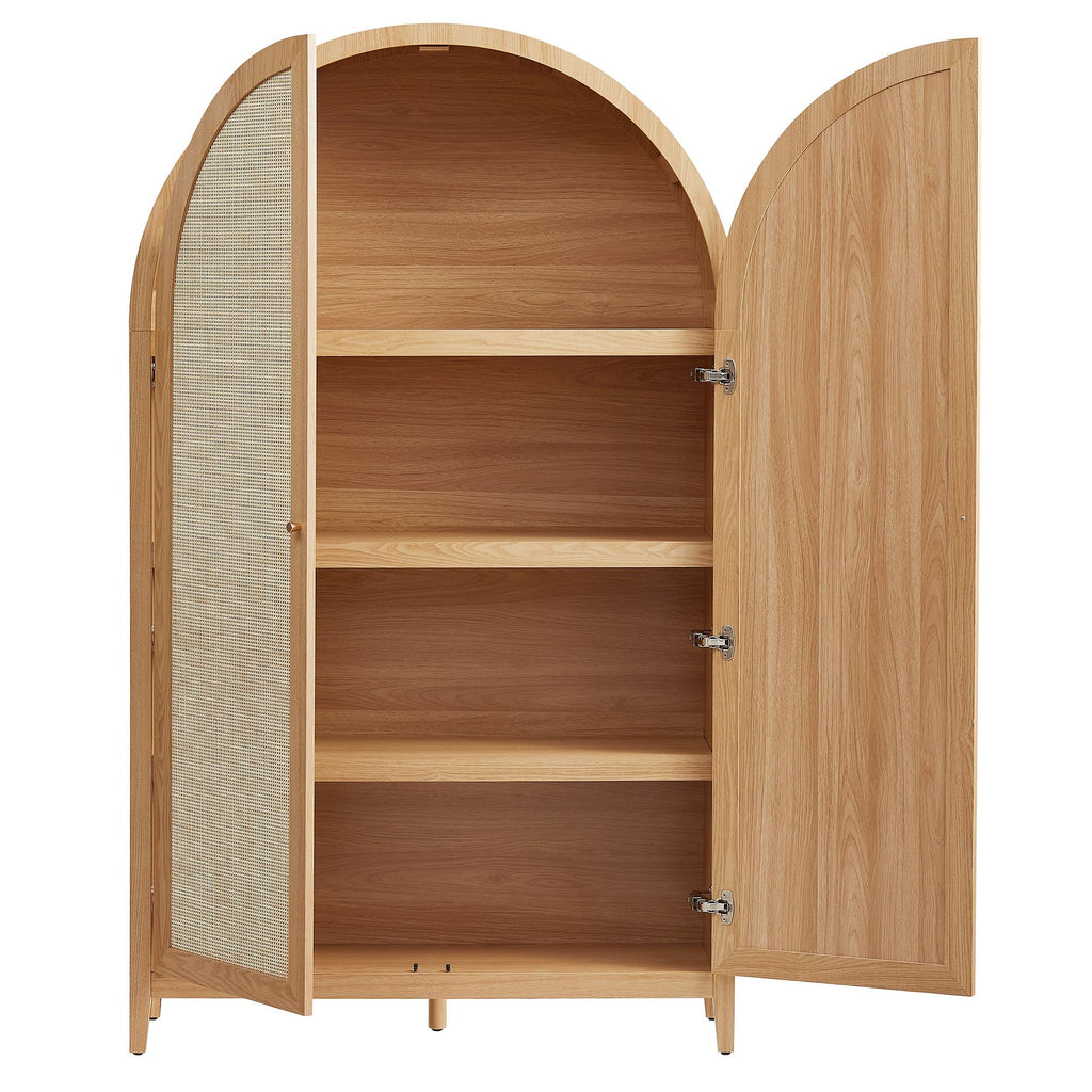 Calista 79" Tall Wide Rattan Arched Storage Cabinet by Modway