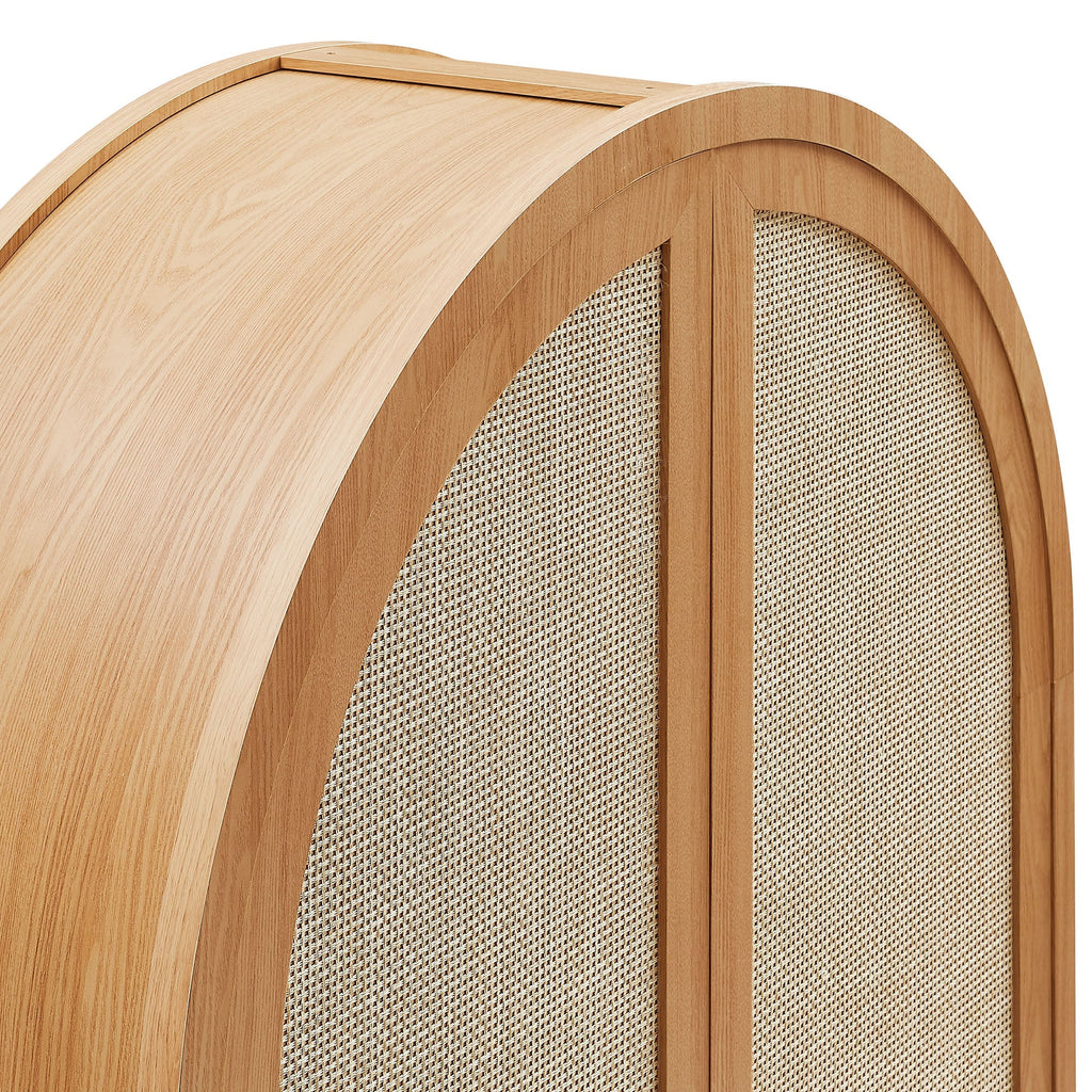 Calista 79" Tall Wide Rattan Arched Storage Cabinet by Modway