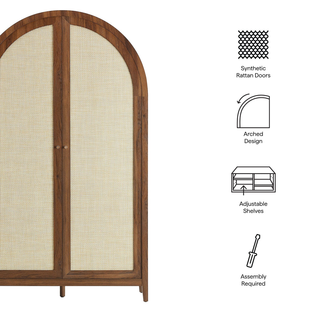 Calista 79" Tall Wide Rattan Arched Storage Cabinet by Modway
