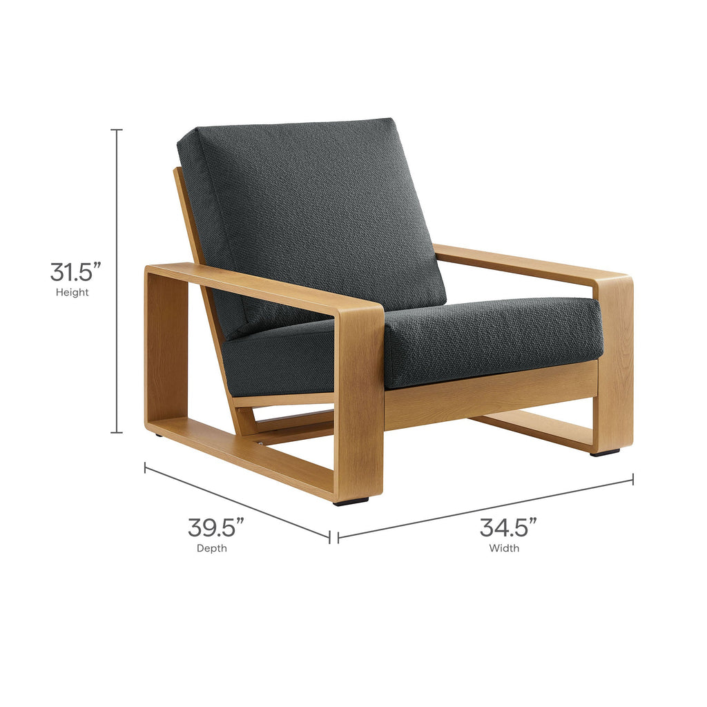 Lirienne Outdoor Patio Aluminum Faux Wood Armchairs Set of 2 by Modway