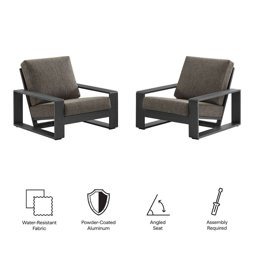 Lirienne Outdoor Patio Aluminum Faux Wood Armchairs Set of 2 by Modway