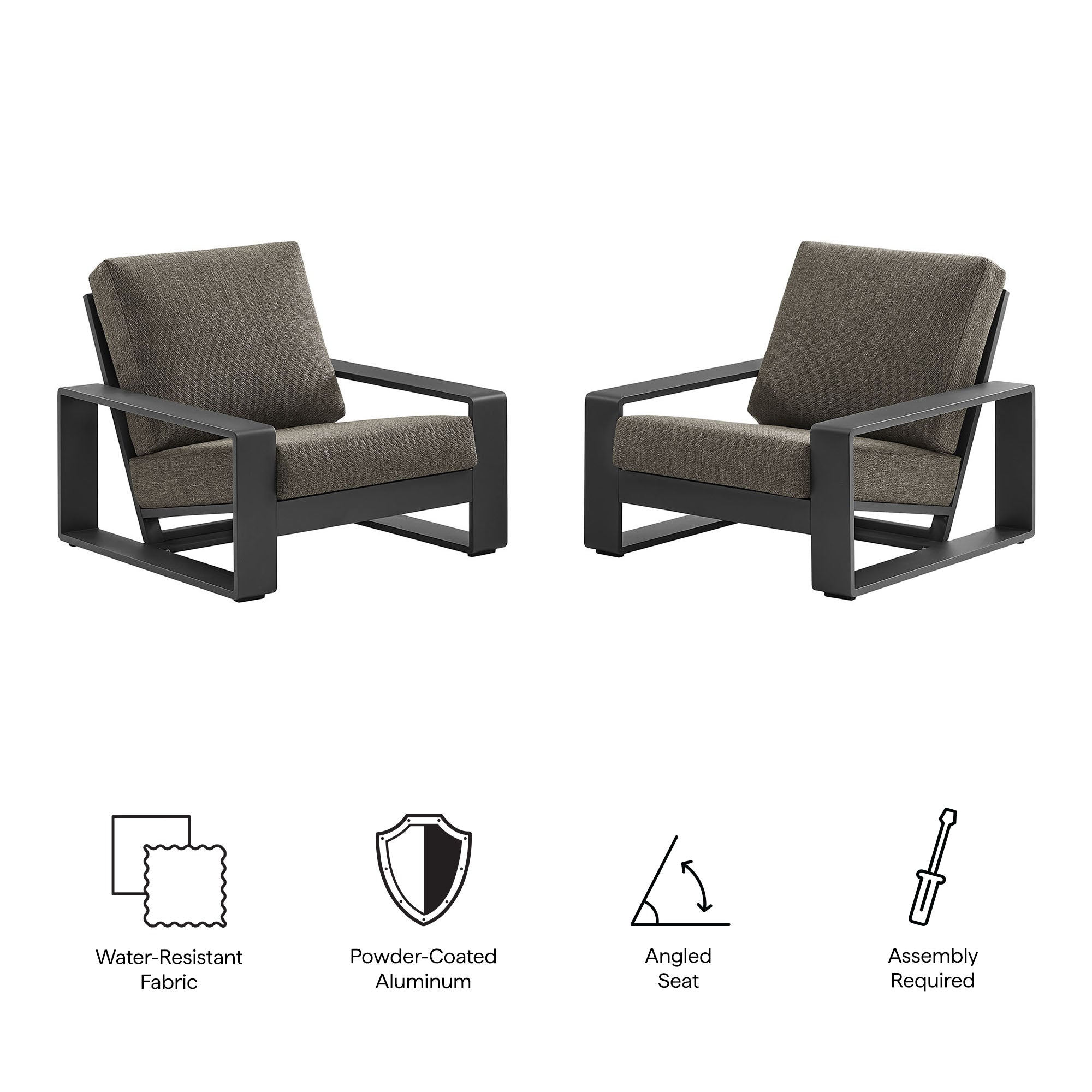 Lirienne Outdoor Patio Aluminum Faux Wood Armchairs Set of 2 by Modway