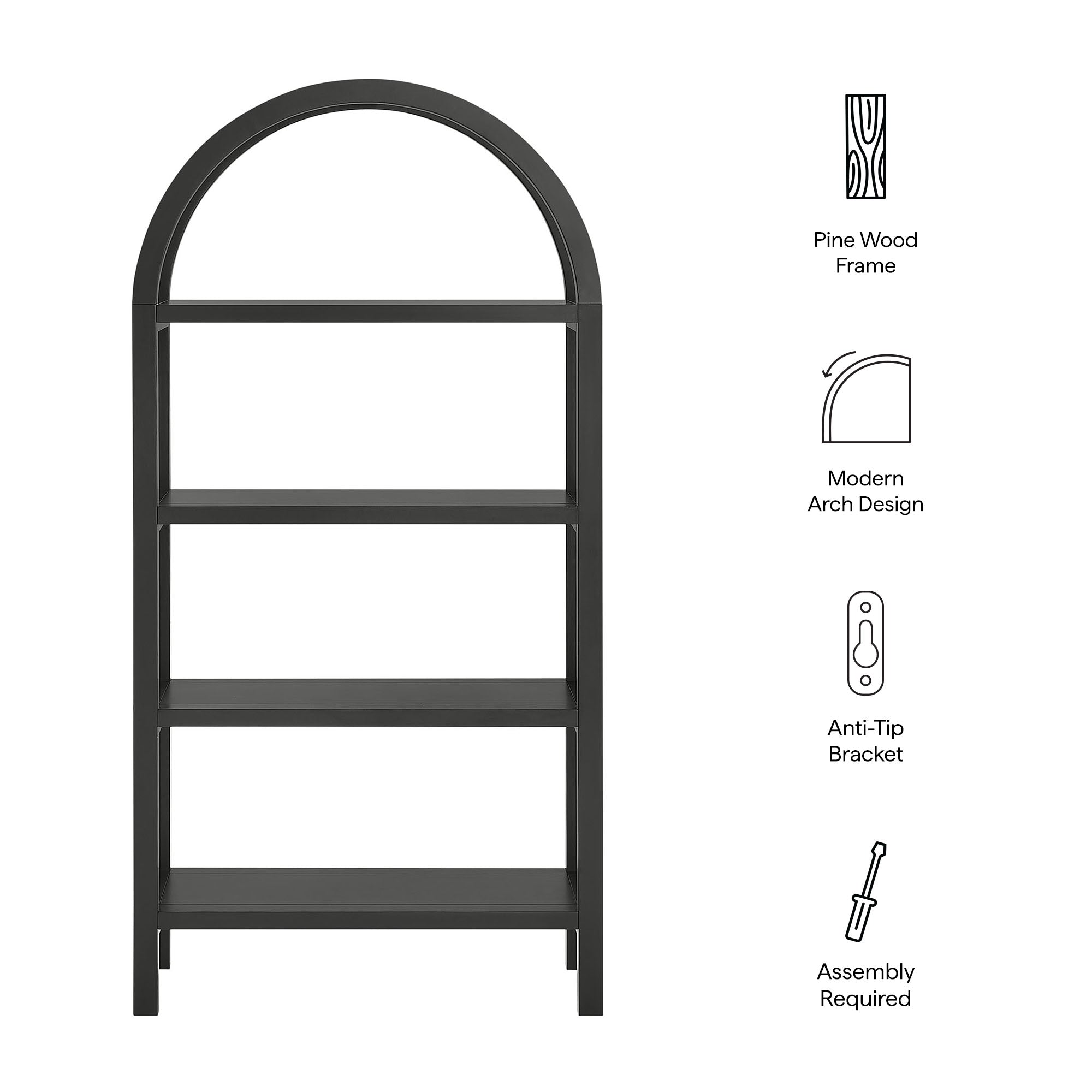 Vexley 60 Inch Arched Bookshelf by Modway