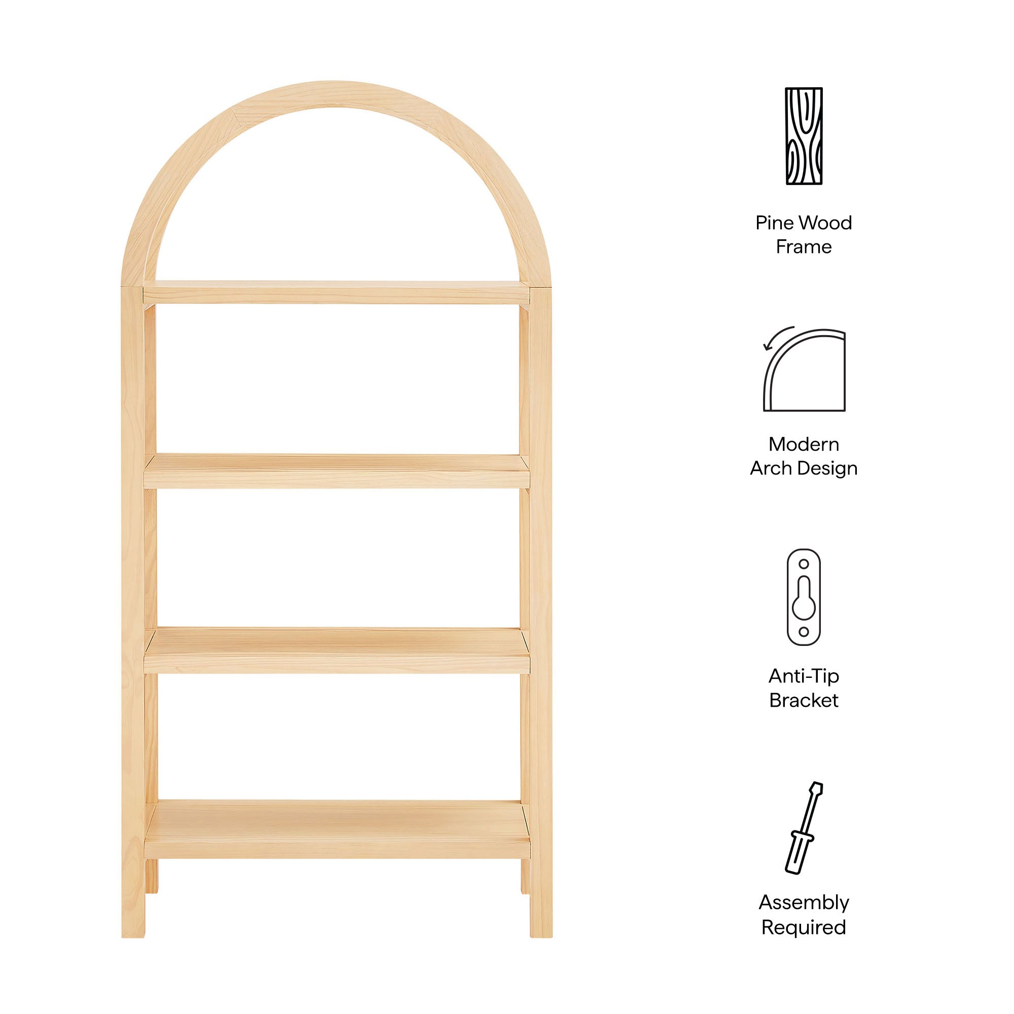 Vexley 60 Inch Arched Bookshelf by Modway