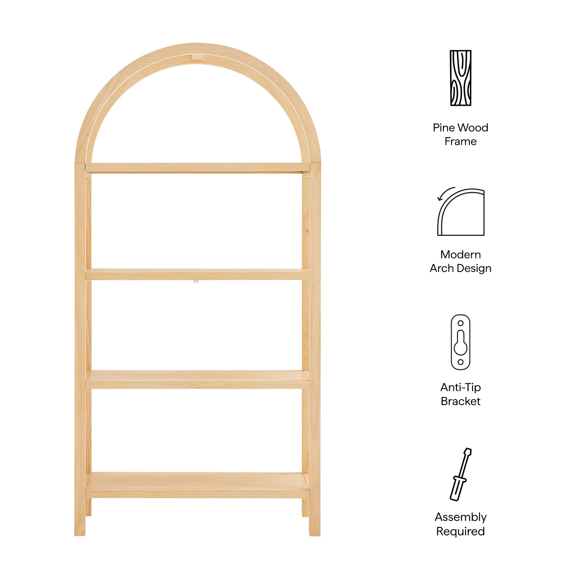 Vexley 72 Inch Large Arched Bookshelf by Modway