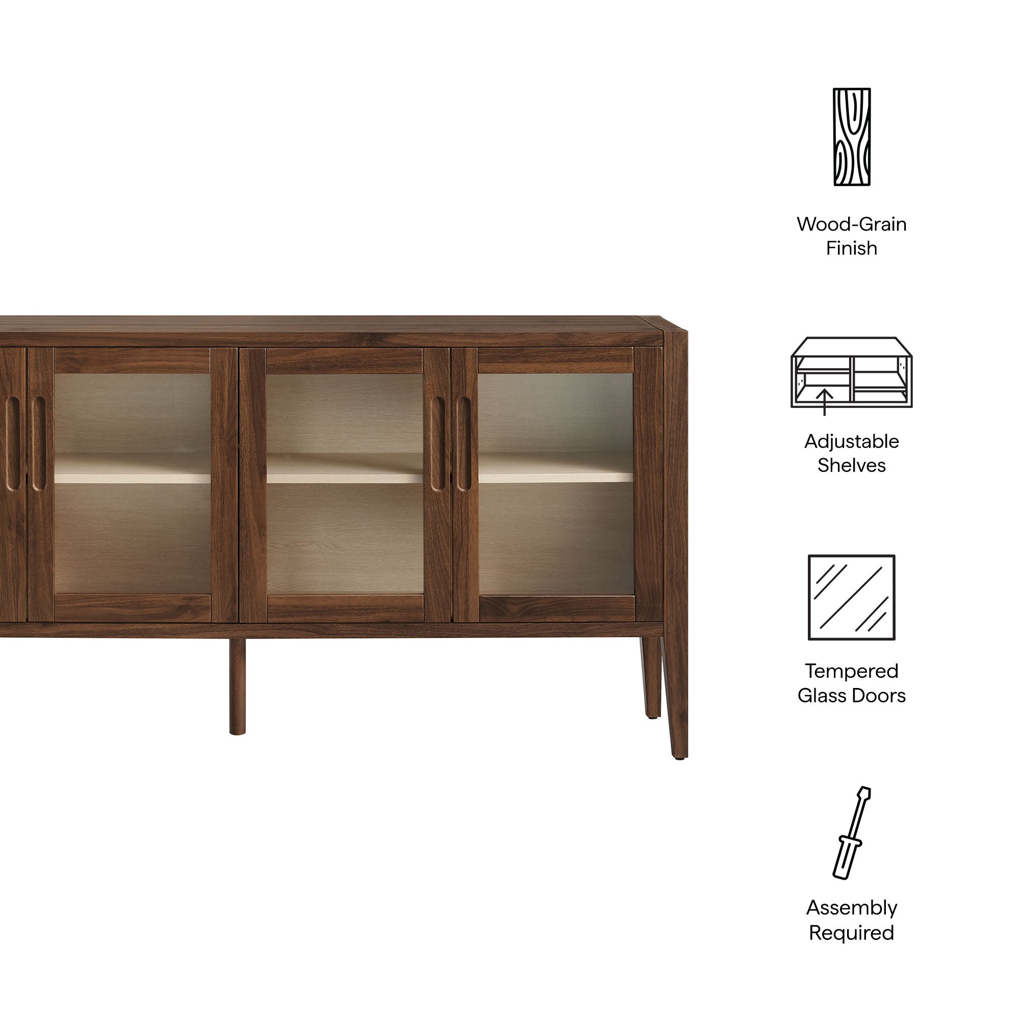 Nell 72" Glass Door Sideboard Cabinet by Modway