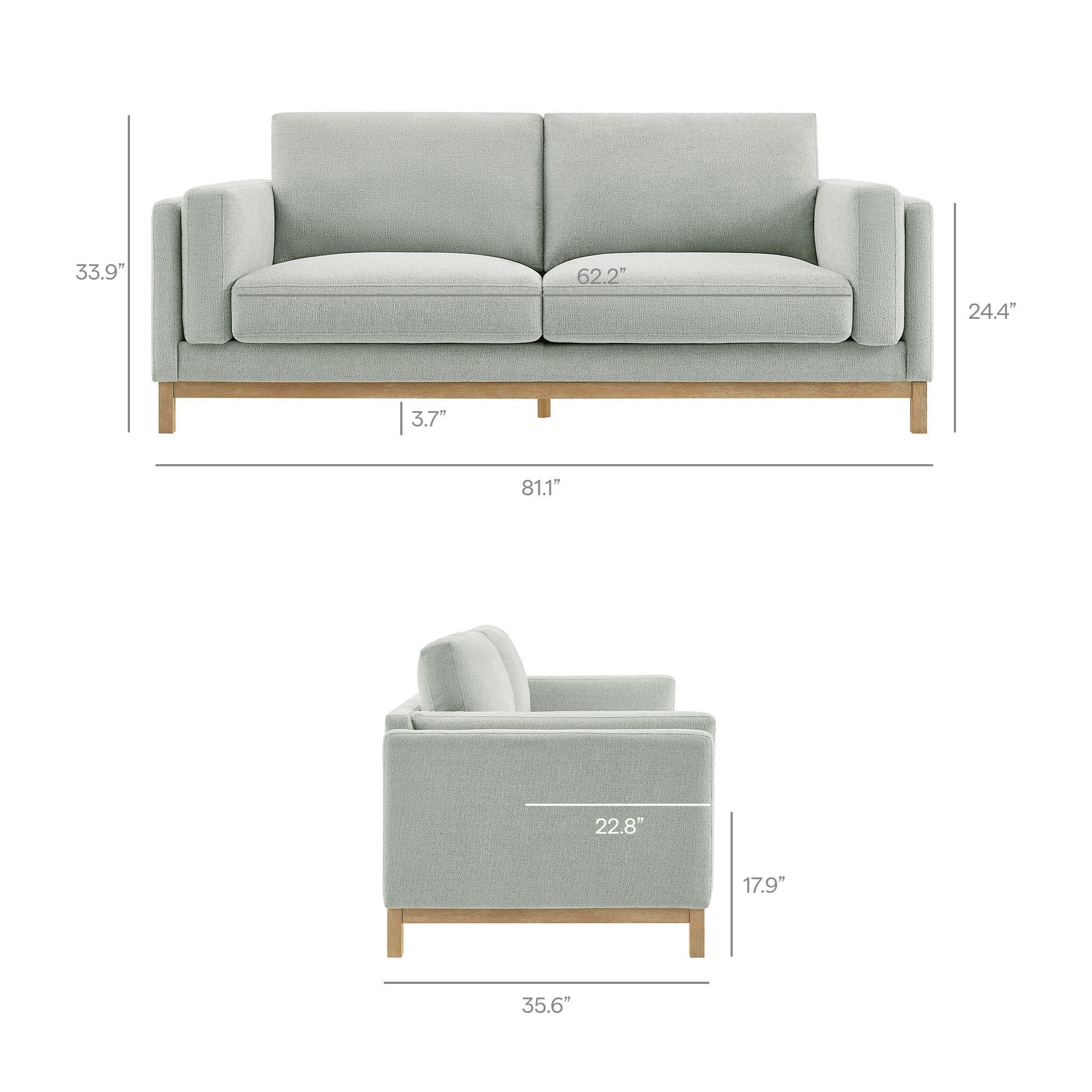 Roscoe 81 Inch Fabric Sofa by Modway