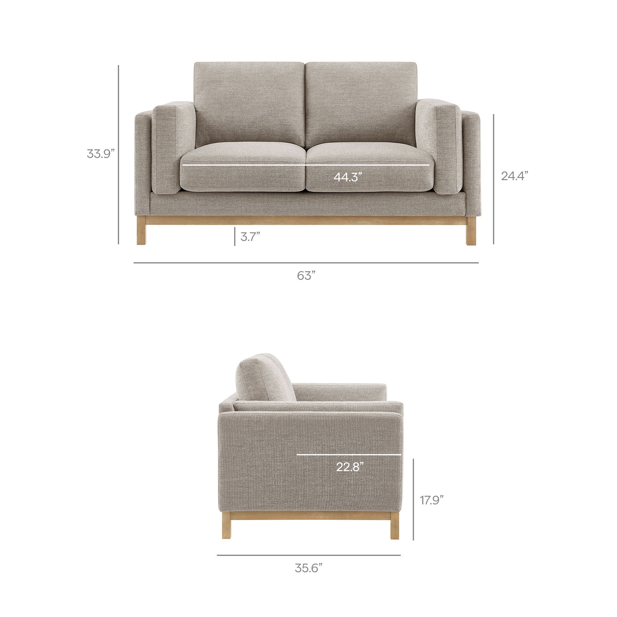 Roscoe 63 Inch Fabric Loveseat by Modway
