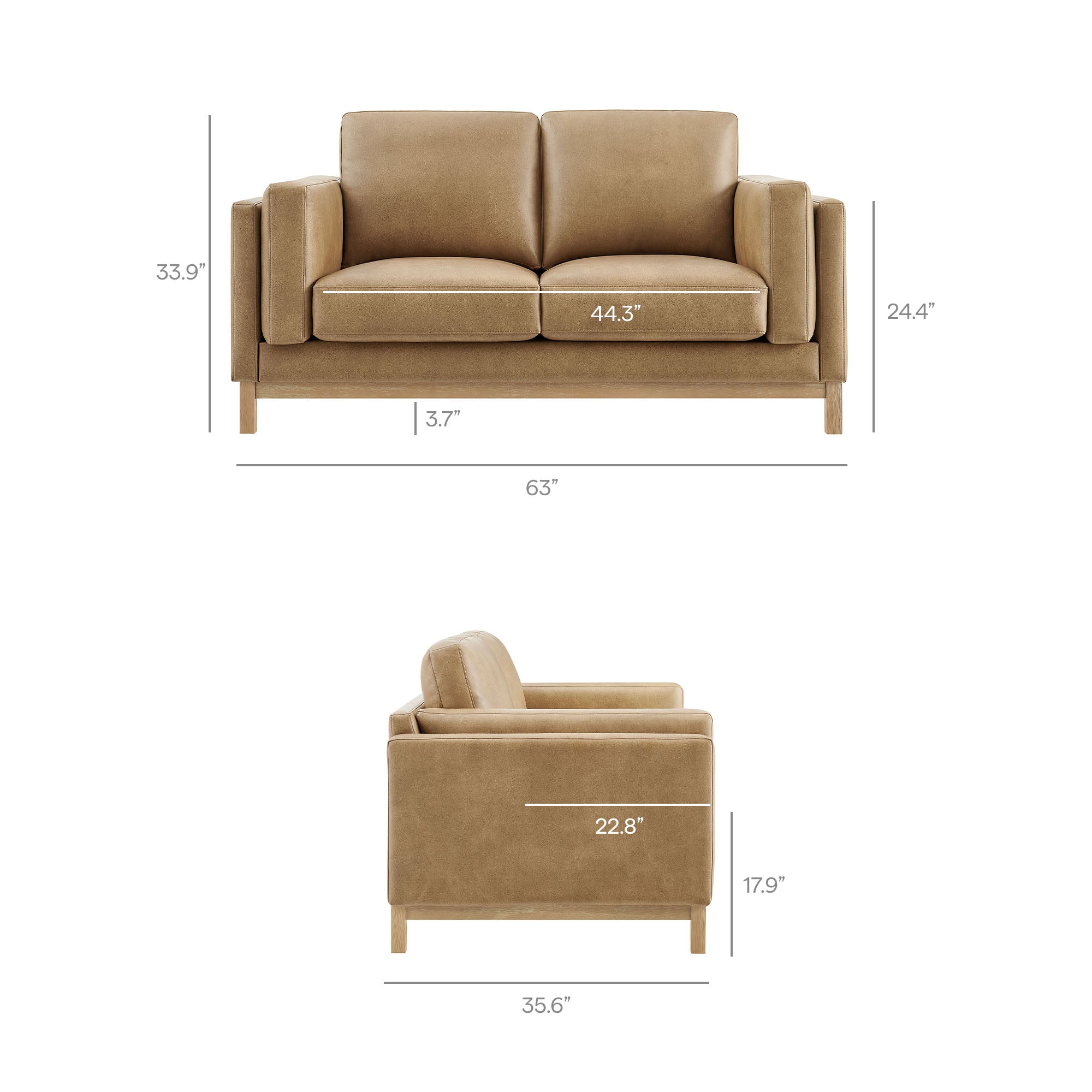 Roscoe 63 Inch Vegan Leather Loveseat by Modway