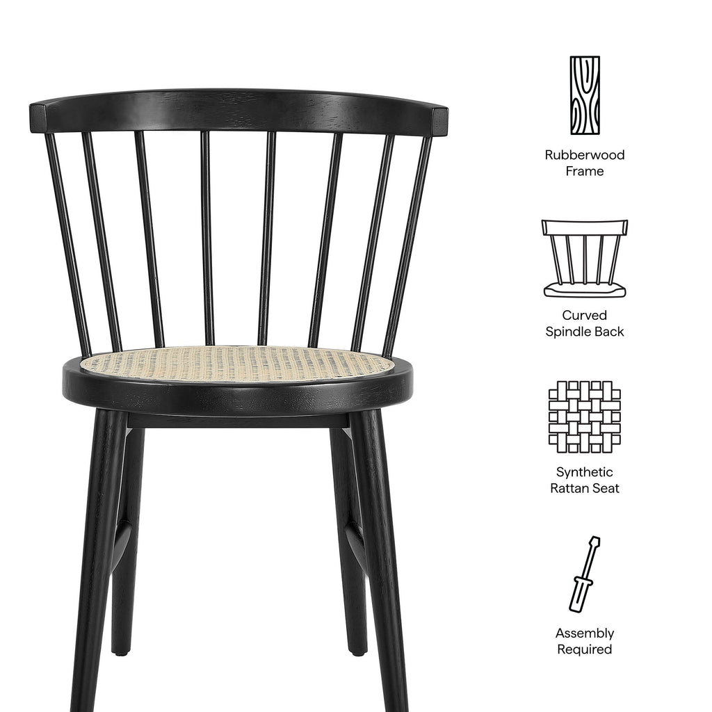 Lykke Curved Spindle Back Dining Chairs Set of 2 by Modway