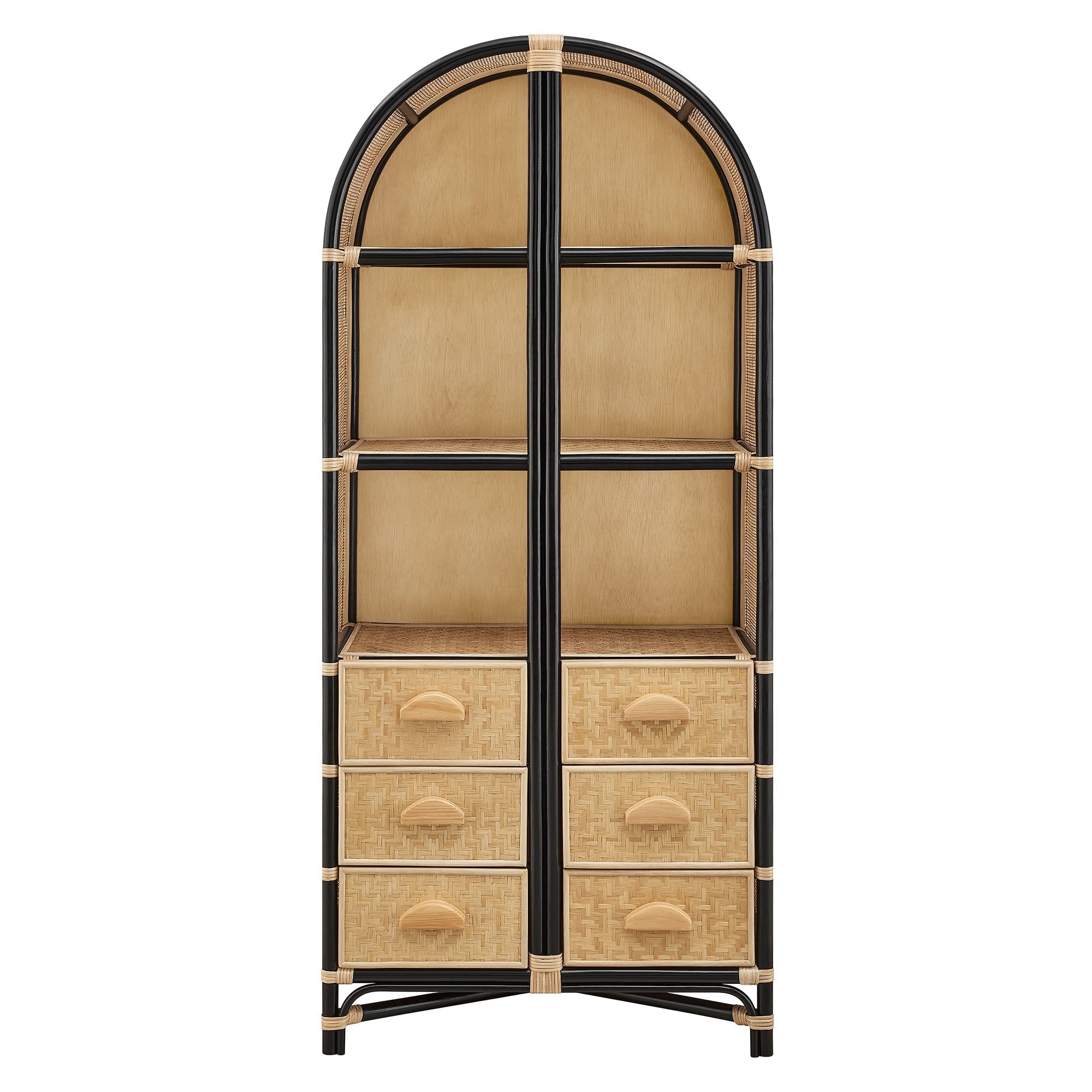 Jane 71 Inch Tall Arched Natural Rattan Bookshelf by Modway