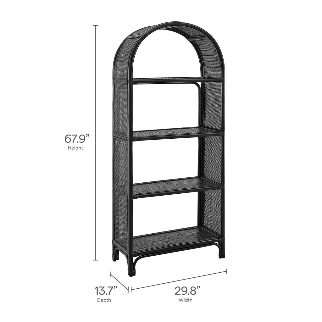 Celeste 67 Inch Tall Arched Natural Rattan Bookshelf by Modway