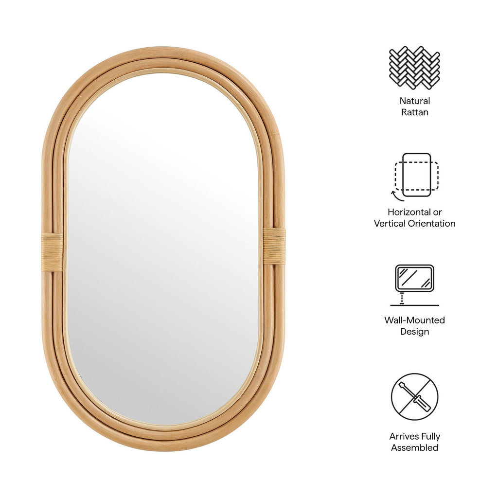 Corsica Oval Rattan Wall Mirror by Modway
