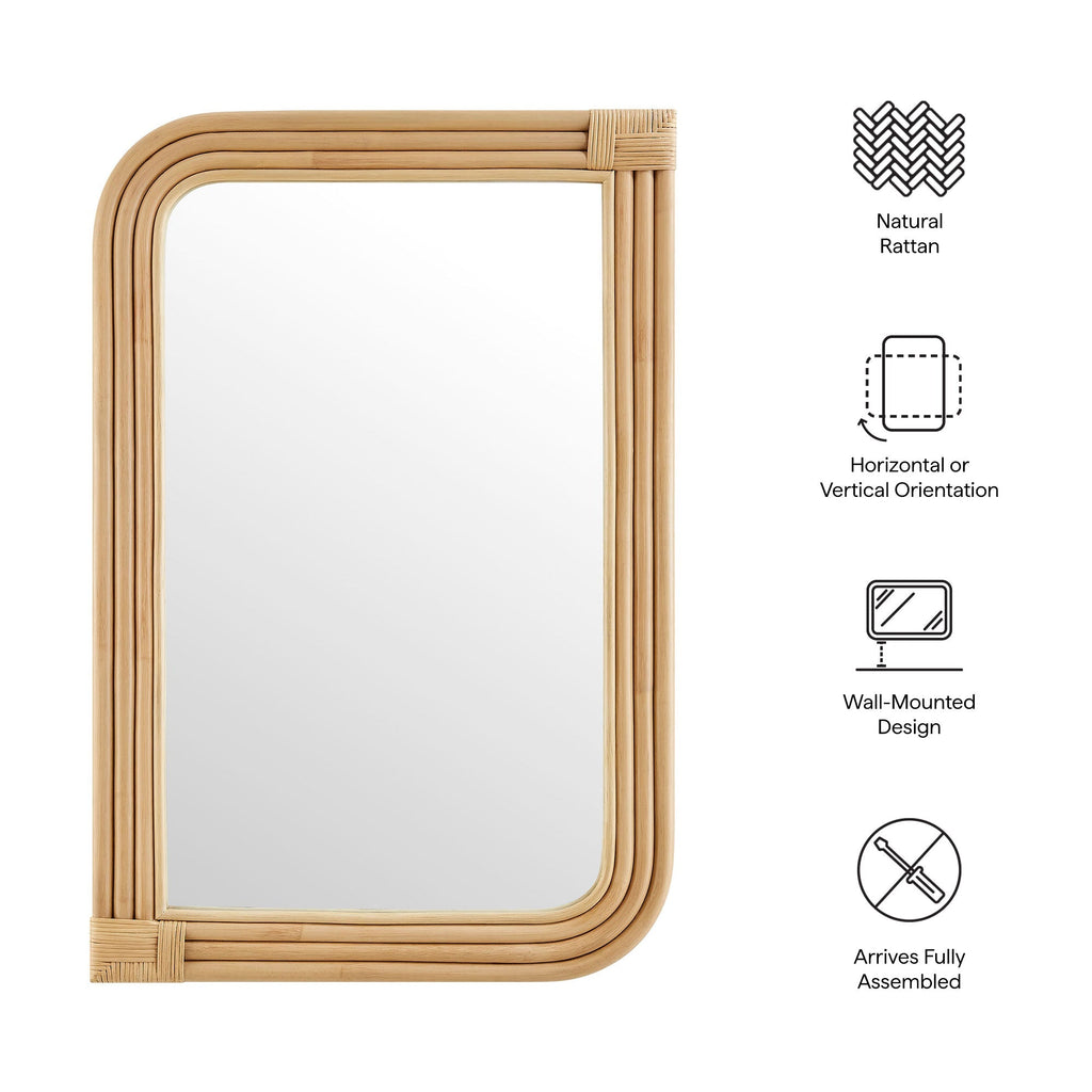 Corsica Curved Rectangle Rattan Wall Mirror by Modway