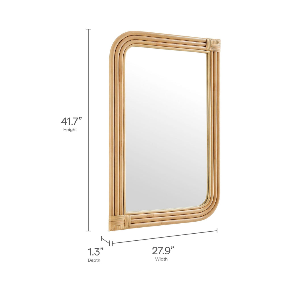 Corsica Curved Rectangle Rattan Wall Mirror by Modway