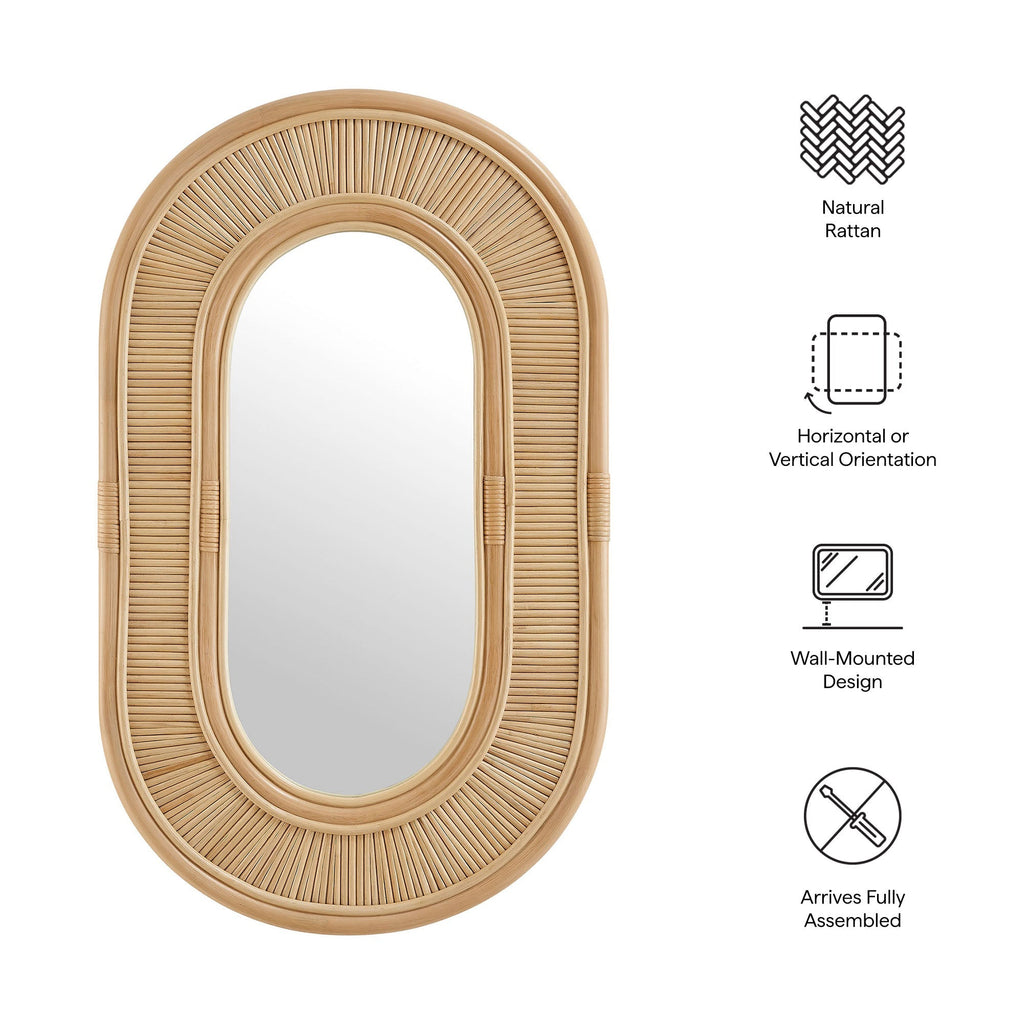 Sovana Oval Rattan Wall Mirror by Modway