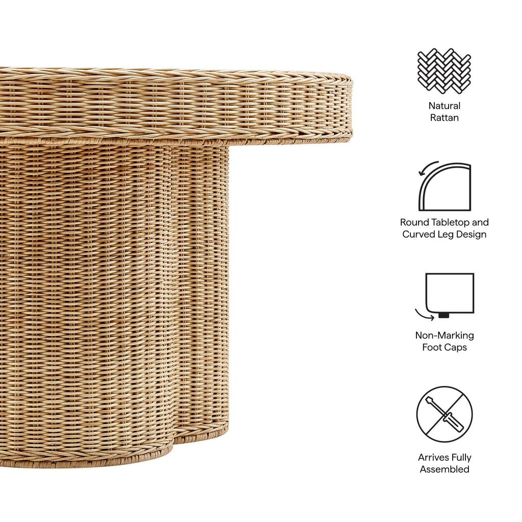 Ainsley 32 Inch Round Natural Rattan Coffee Table
