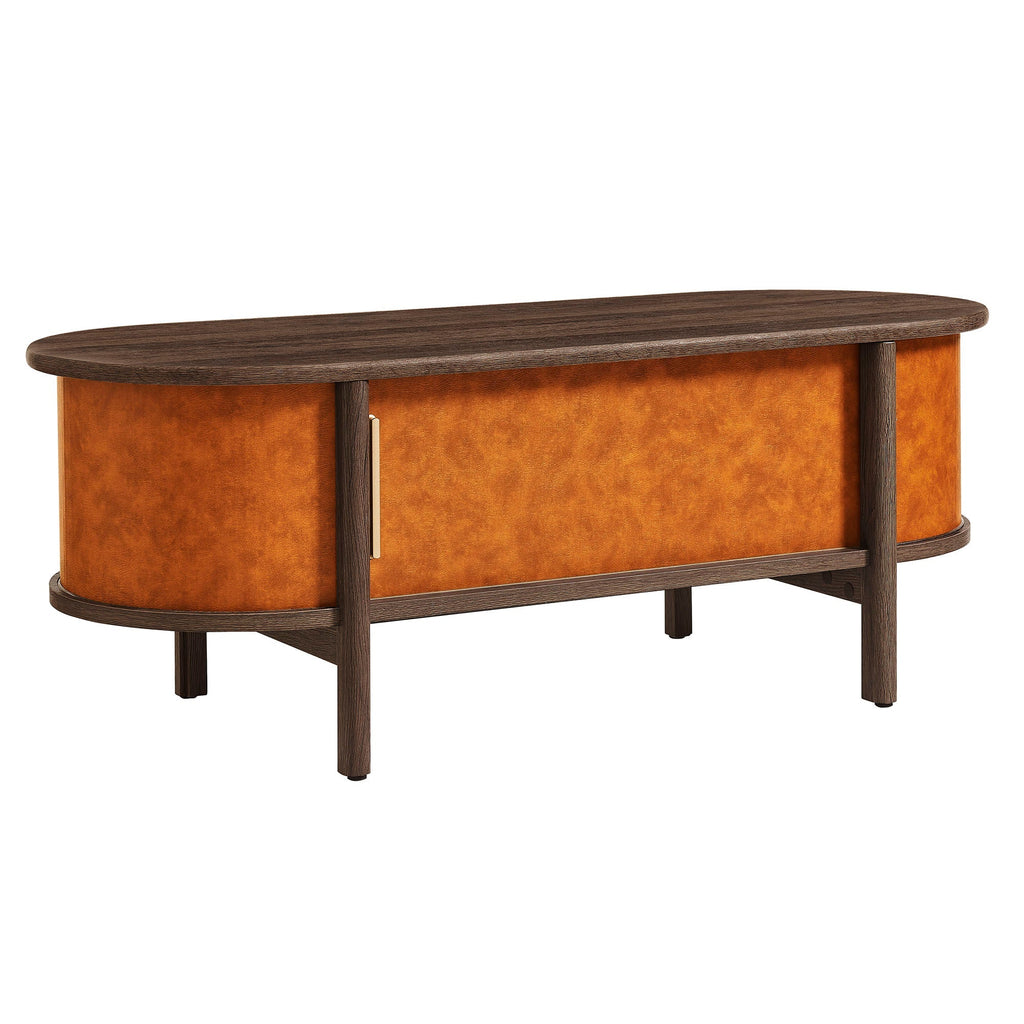 Coralie Curved Vegan Leather Oval Coffee Table by Modway