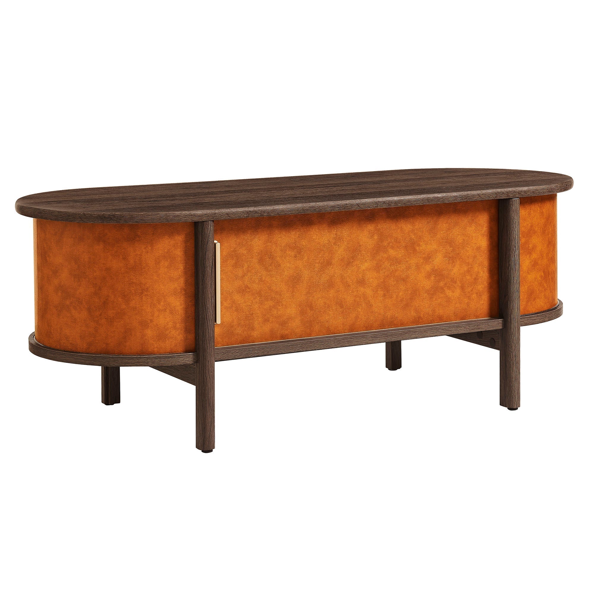 Coralie Curved Vegan Leather Oval Coffee Table by Modway