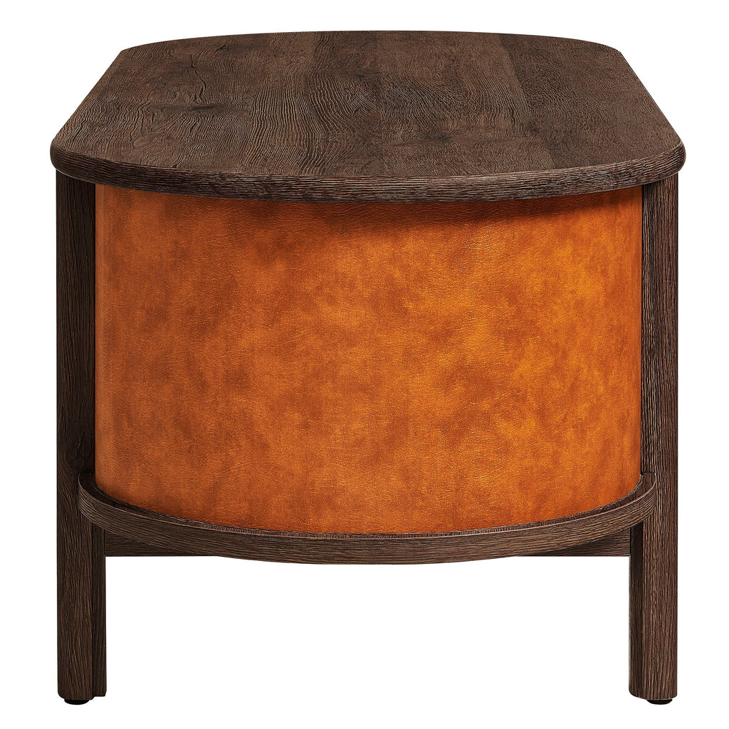 Coralie Curved Vegan Leather Oval Coffee Table by Modway