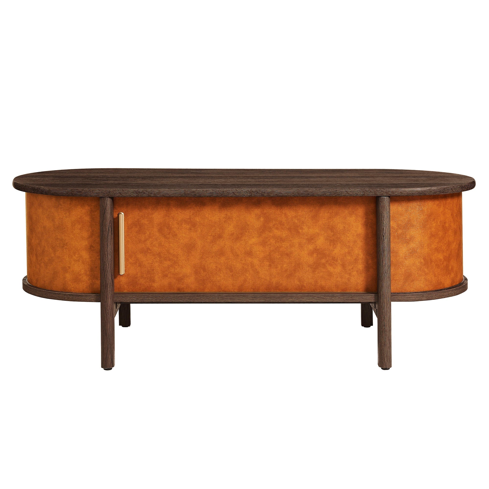 Coralie Curved Vegan Leather Oval Coffee Table by Modway