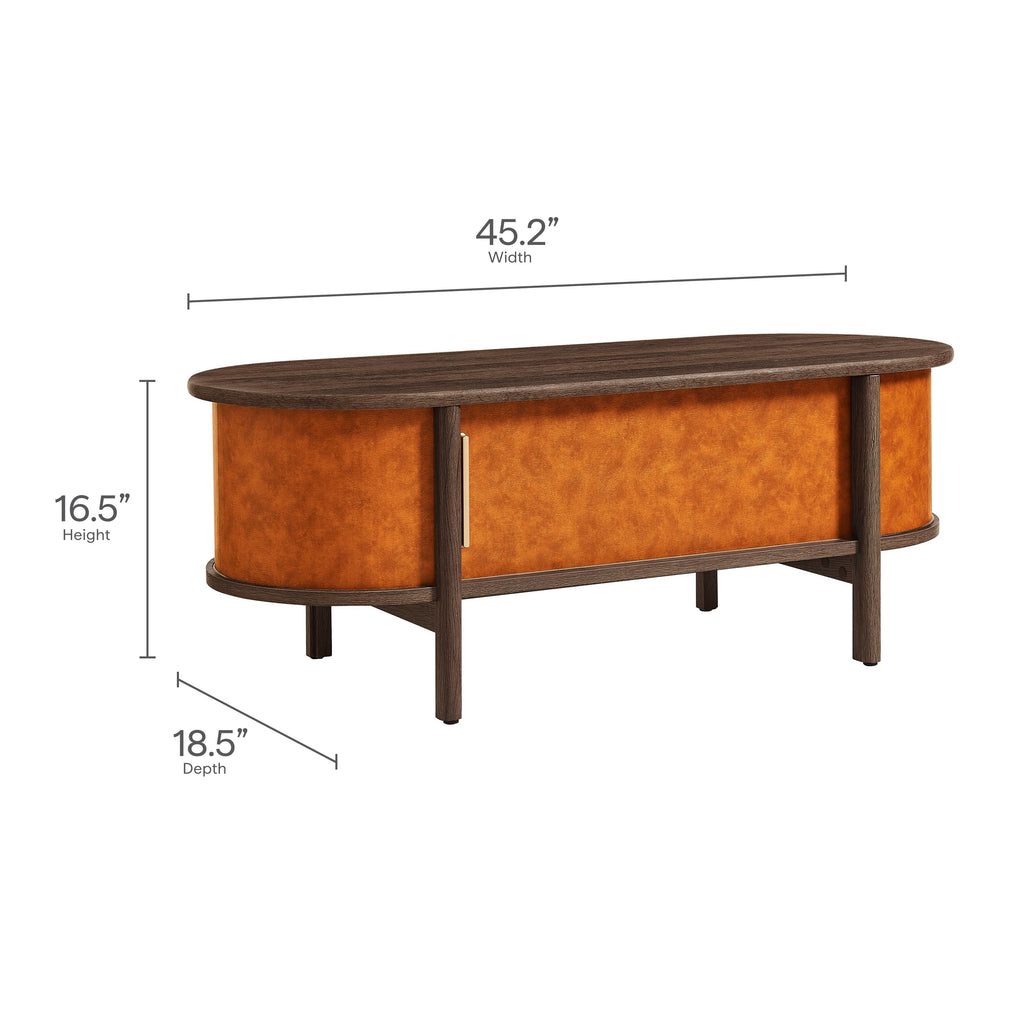 Coralie Curved Vegan Leather Oval Coffee Table by Modway