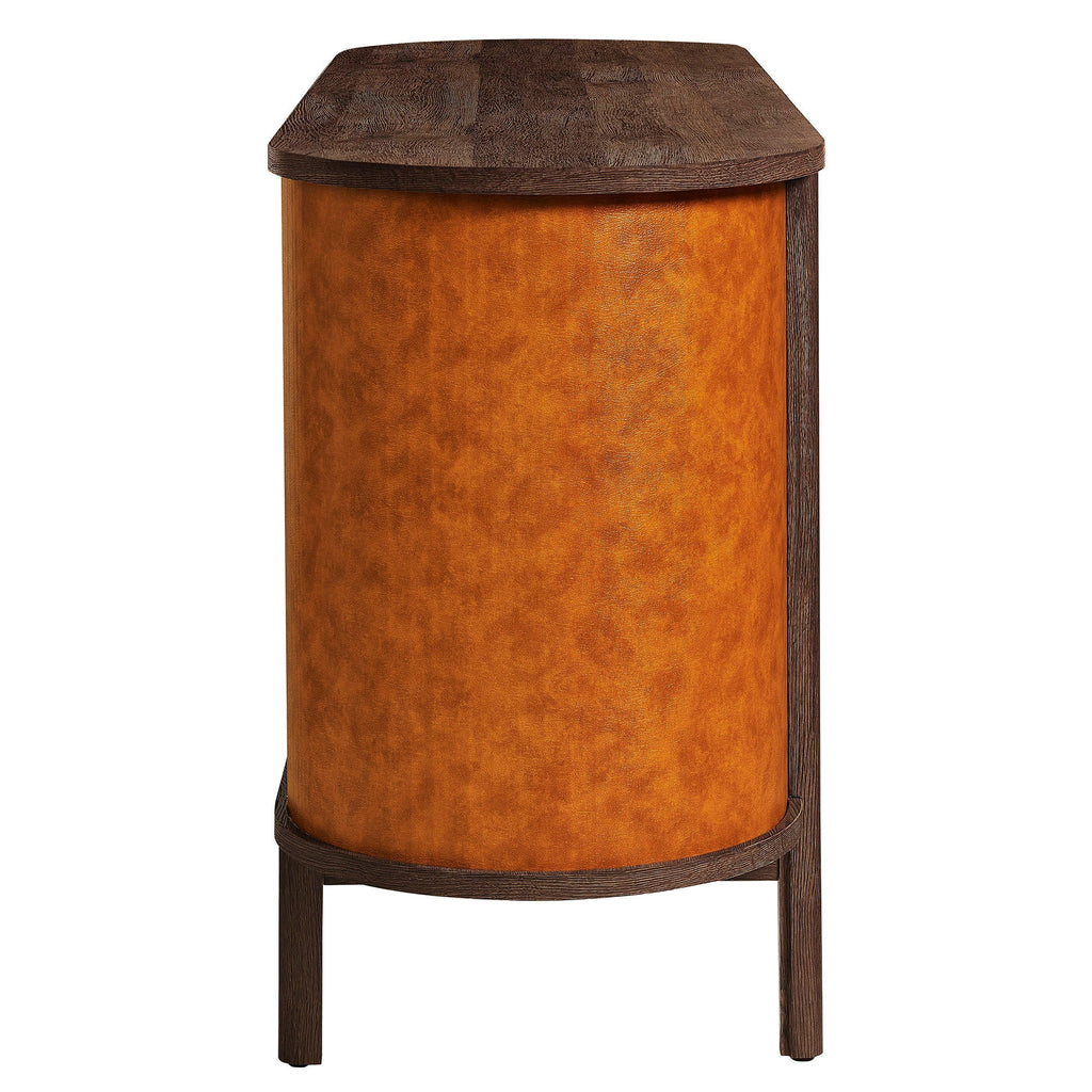 Coralie Curved 71" Vegan Leather Oval TV Stand by Modway
