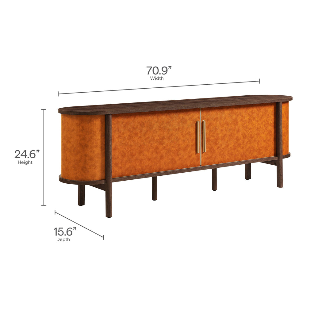 Coralie Curved 71" Vegan Leather Oval TV Stand by Modway