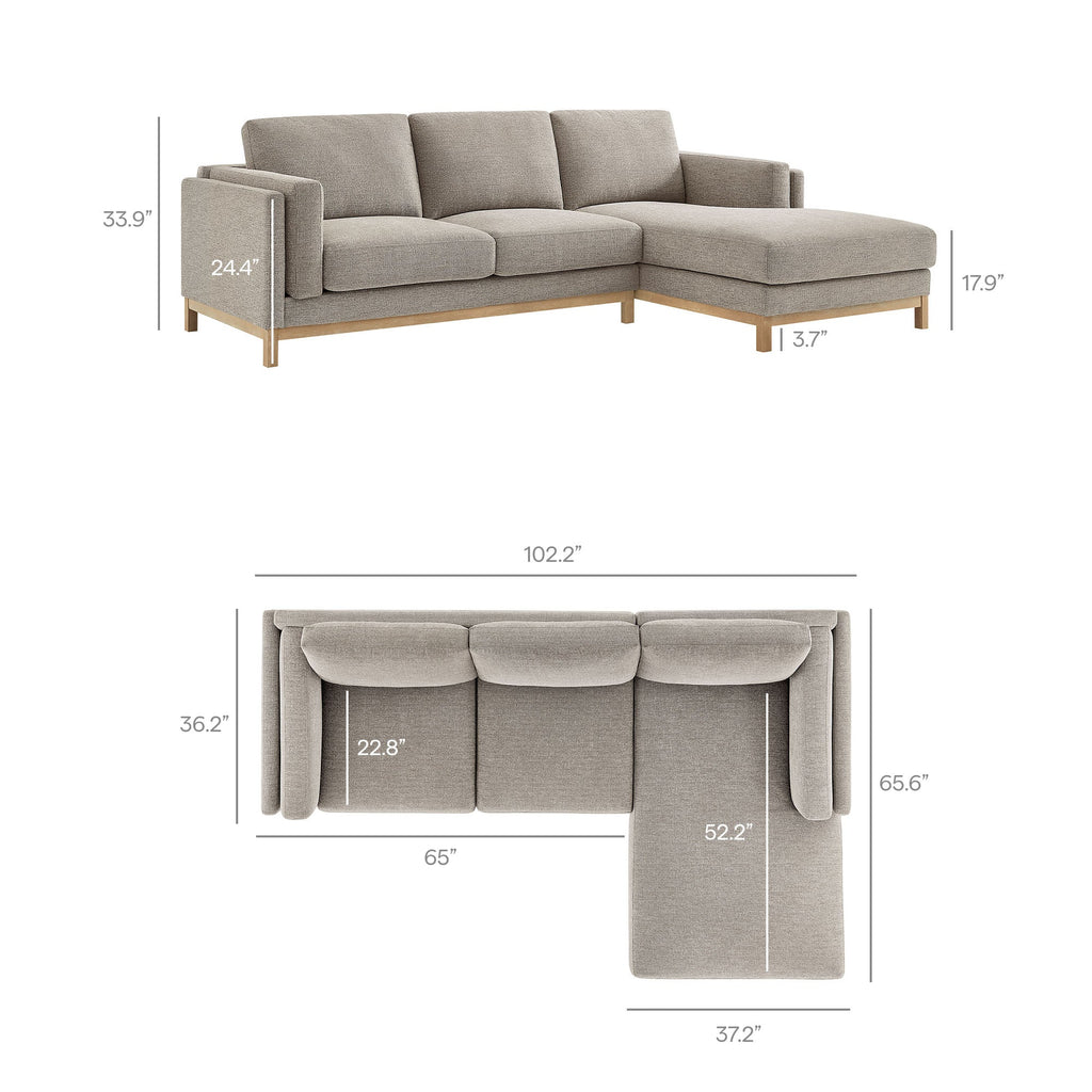 Roscoe Right-Facing Fabric Sectional Sofa with Chaise by Modway