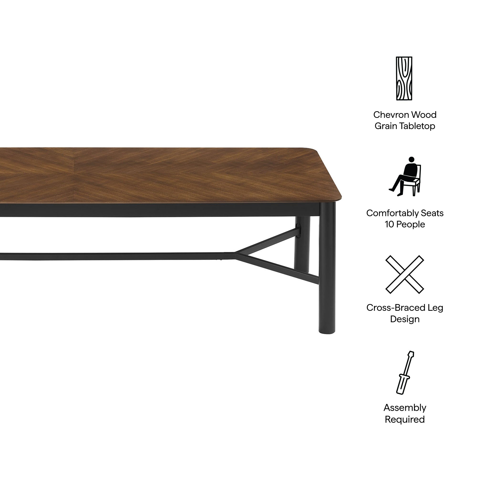 Ashlan 110" Rectangle Dining Table by Modway