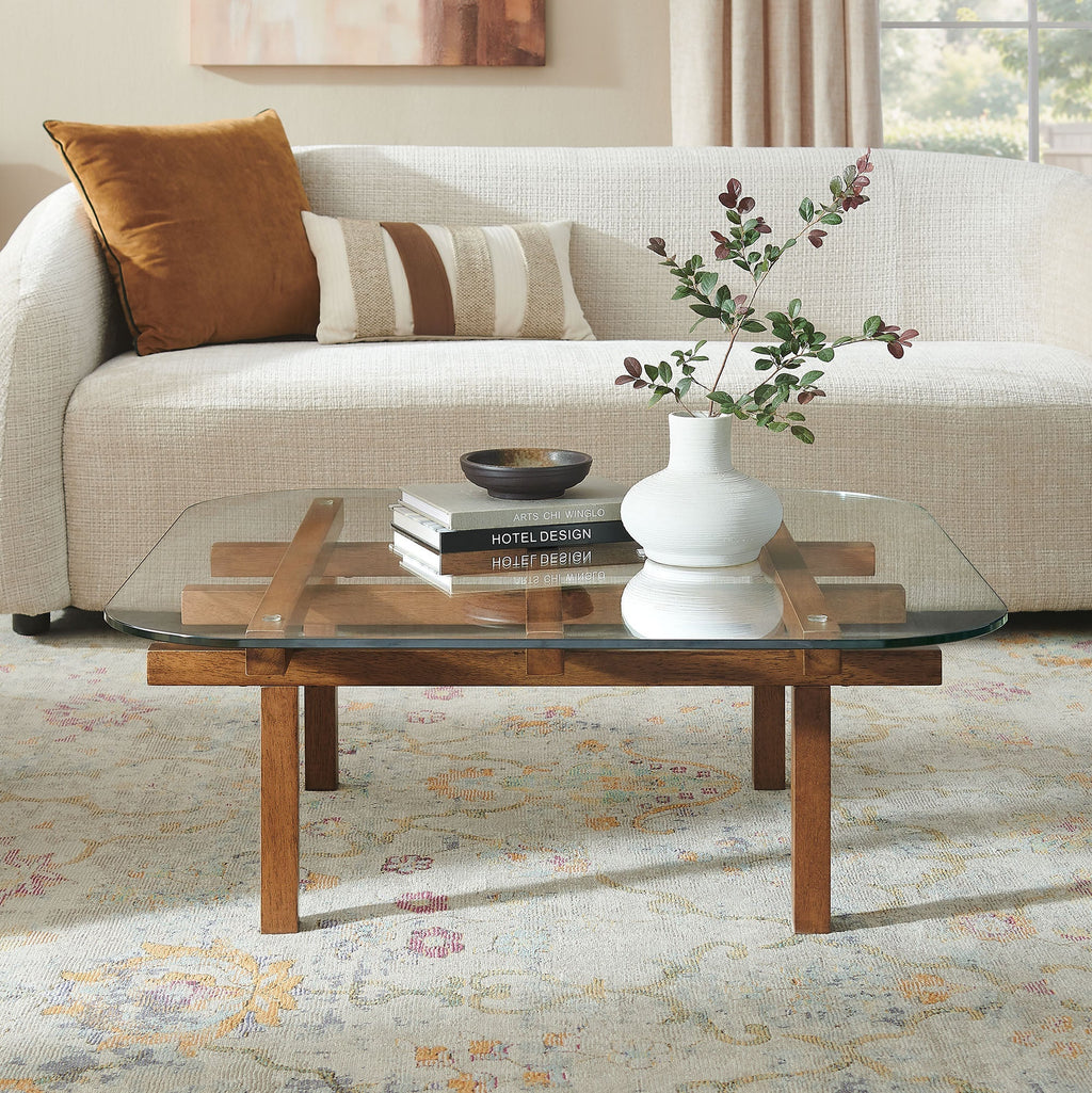 Isby 35 Inch Tempered Glass Coffee Table by Modway