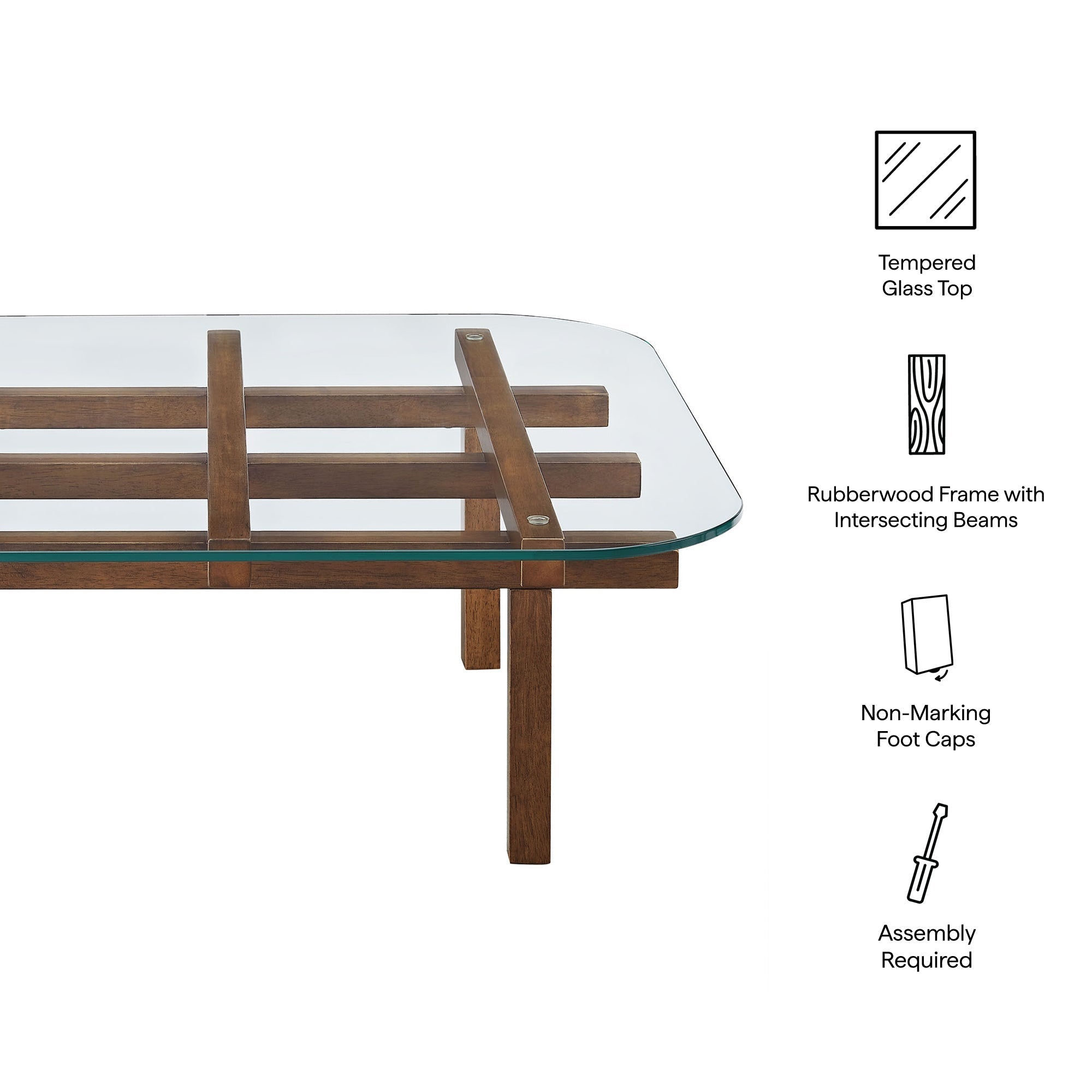 Isby 35 Inch Tempered Glass Coffee Table by Modway